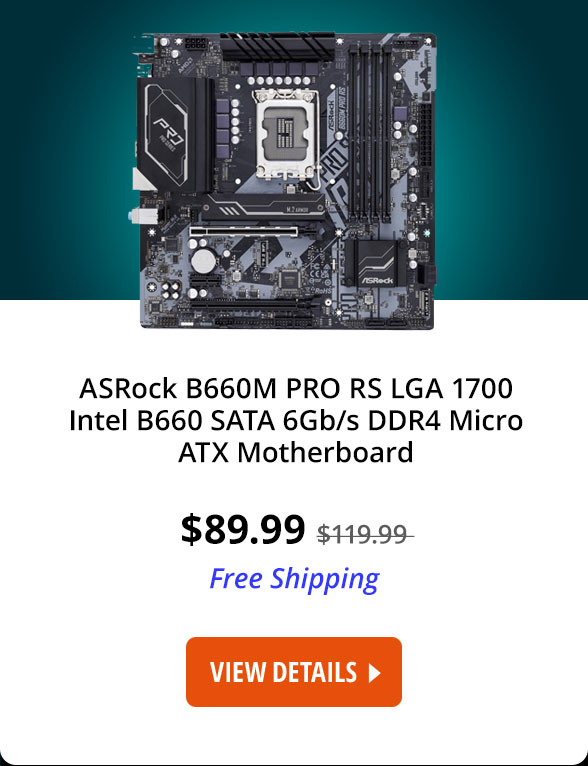 ASRock B660M PRO RS LGA 1700 Intel B660 SATA 6Gb/s DDR4 Micro ATX Motherboard