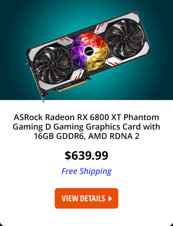 ASRock Radeon RX 6800 XT Phantom Gaming D Gaming Graphics Card with 16GB GDDR6, AMD RDNA 2