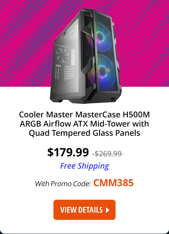 Cooler Master MasterCase H500M ARGB Airflow ATX Mid-Tower with Quad Tempered Glass Panels