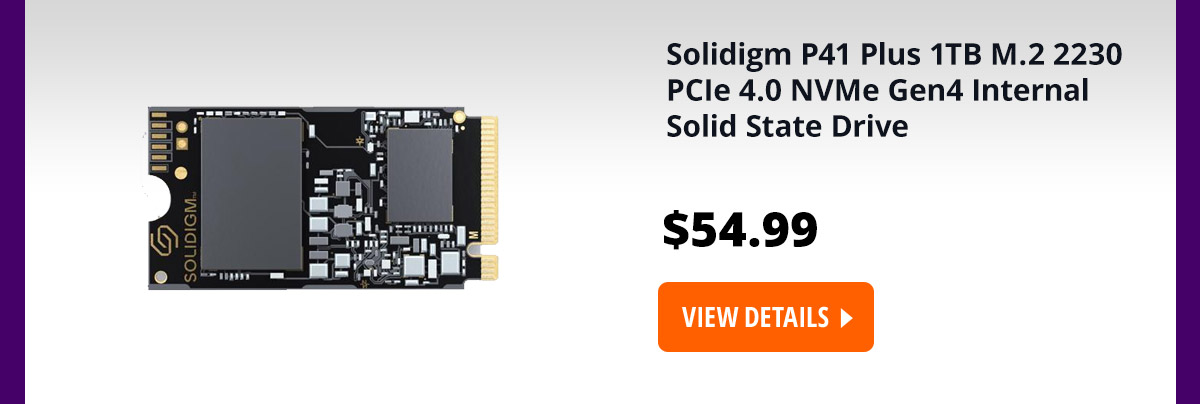 Solidigm P41 Plus 1TB M.2 2230 PCIe 4.0 NVMe Gen4 Internal Solid State Drive 