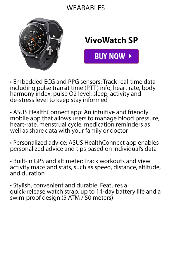 ASUS VivoWatch SP (HC-A05) Intelligent Wearable Tracker for Heart Rate, Blood Pressure with Built-in GPS and Up to 14 Day Battery Life, Google Fit and Apple Health Supported