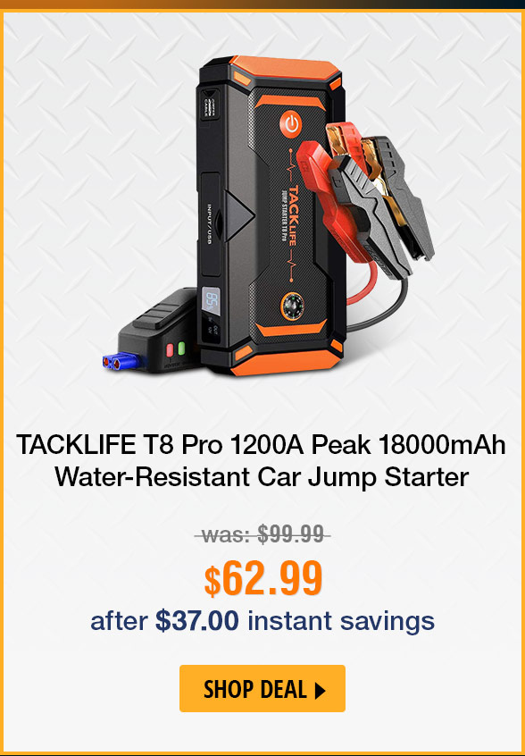 TACKLIFE T8 Pro 1200A Peak 18000mAh Water-Resistant Car Jump Starter