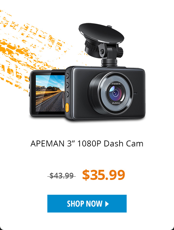 APEMAN Dash Cam 1080P FHD DVR Car Driving Recorder 3 Inch LCD Screen 170° Wide Angle, G-Sensor, WDR, Parking Monitor, Loop Recording, Motion Detection