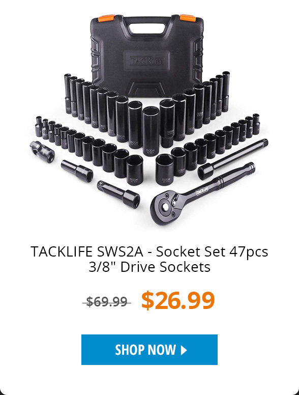 TACKLIFE SWS2A - Socket Set 47pcs 3/8 Drive Sockets