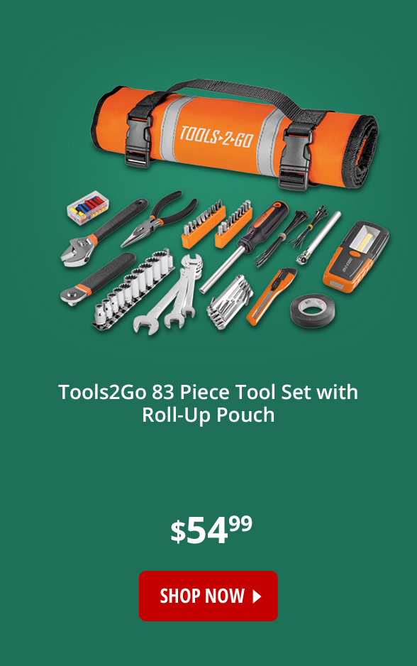 Tools2Go 83 Piece Tool Set with Roll-Up Pouch