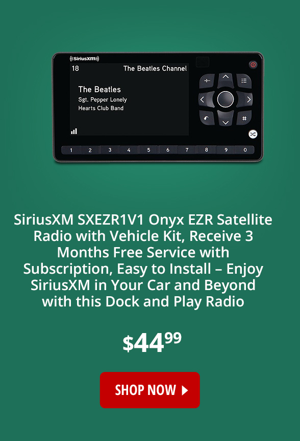 SiriusXM SXEZR1V1 Onyx EZR Satellite Radio with Vehicle Kit, Receive 3 Months Free Service with Subscription, Easy to Install â Enjoy SiriusXM in Your Car and Beyond with this Dock and Play Radio