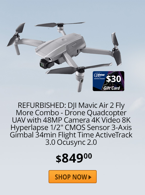 REFURBISHED: DJI Mavic Air 2 Fly More Combo - Drone Quadcopter UAV with 48MP Camera 4K Video 8K Hyperlapse 1/2" CMOS Sensor 3-Axis Gimbal 34min Flight Time ActiveTrack 3.0 Ocusync 2.0