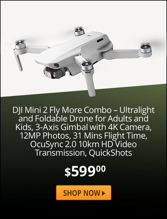 DJI Mini 2 Fly More Combo – Ultralight and Foldable Drone for Adults and Kids, 3-Axis Gimbal with 4K Camera, 12MP Photos, 31 Mins Flight Time, OcuSync 2.0 10km HD Video Transmission, QuickShots