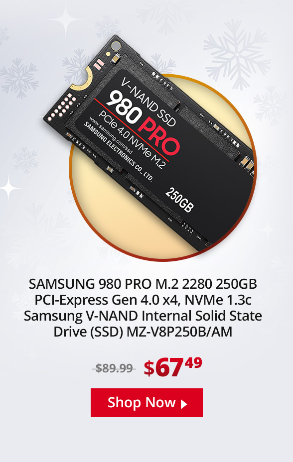 SAMSUNG 980 PRO M.2 2280 250GB PCI-Express Gen 4.0 x4, NVMe 1.3c Samsung V-NAND Internal Solid State Drive (SSD) MZ-V8P250B/AM