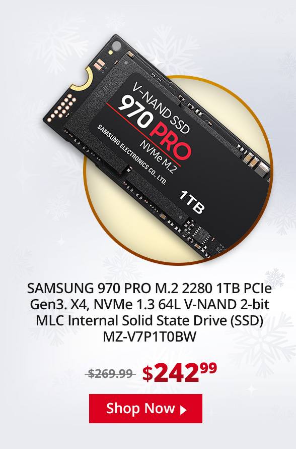 SAMSUNG 970 PRO M.2 2280 1TB PCIe Gen3. X4, NVMe 1.3 64L V-NAND 2-bit MLC Internal Solid State Drive (SSD) MZ-V7P1T0BW