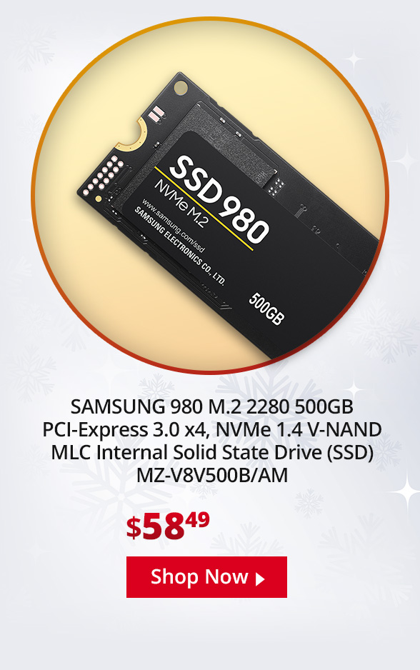 SAMSUNG 980 M.2 2280 500GB PCI-Express 3.0 x4, NVMe 1.4 V-NAND MLC Internal Solid State Drive (SSD) MZ-V8V500B/AM