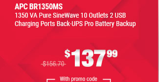 APC BR1350MS 1350 VA Pure SineWave 10 Outlets 2 USB Charging Ports Back-UPS Pro Battery Backup