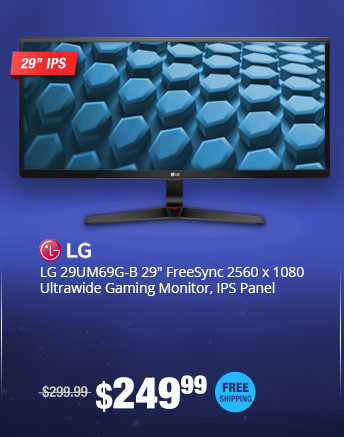 LG 29UM69G-B 29" FreeSync 2560 x 1080 Ultrawide Gaming Monitor, IPS Panel