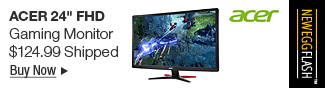 Newegg Flash - Acer GF246 bmipx Black 24" Full HD Gaming Monitor, 75Hz, 1ms (GTG), AMD FreeSync, Built-in Speakers, HDMI, DisplayPort, Blue Light Filter, Flicker-less