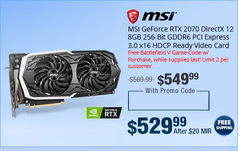 MSI GeForce RTX 2070 DirectX 12 8GB 256-Bit GDDR6 PCI Express 3.0 x16 HDCP Ready Video Card