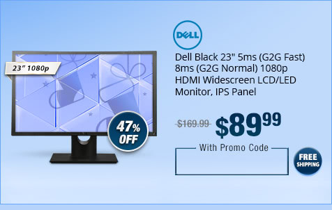 Dell Black 23" 5ms (G2G Fast) 8ms (G2G Normal) 1080p HDMI Widescreen LCD/LED Monitor, IPS Panel