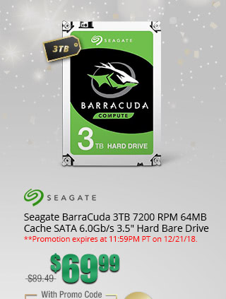 Seagate BarraCuda 3TB 7200 RPM 64MB Cache SATA 6.0Gb/s 3.5" Hard Bare Drive