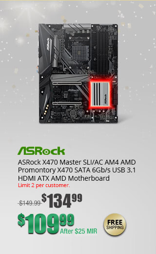 ASRock X470 Master SLI/AC AM4 AMD Promontory X470 SATA 6Gb/s USB 3.1 HDMI ATX AMD Motherboard