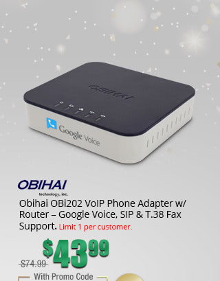 Obihai OBi202 VoIP Phone Adapter w/ Router  Google Voice, SIP & T.38 Fax Support