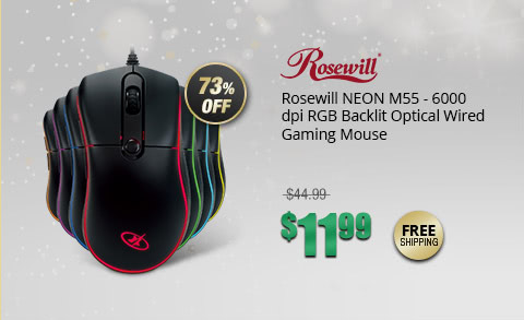 Rosewill NEON M55 - 6000 dpi RGB Backlit Optical Wired Gaming Mouse