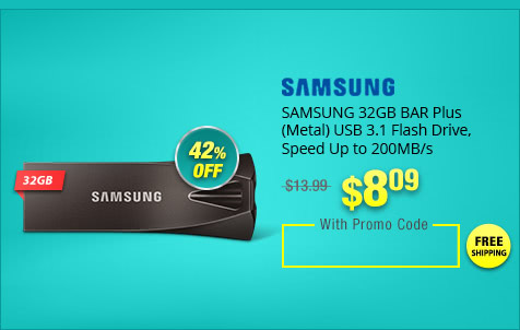 SAMSUNG 32GB BAR Plus (Metal) USB 3.1 Flash Drive, Speed Up to 200MB/s