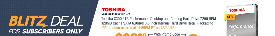 Toshiba X300 4TB Performance Desktop and Gaming Hard Drive 7200 RPM 128MB Cache SATA 6.0Gb/s 3.5 Inch Internal Hard Drive Retail Packaging