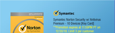 Symantec Norton Security w/ Antivirus Premium - 10 Devices [Key Card]