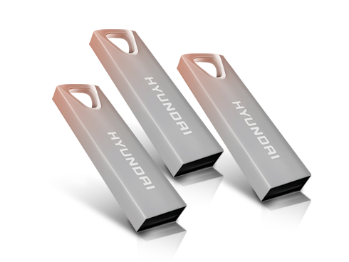 3x HYUNDAI Bravo Deluxe Metal Casing SILVER 32GB USB 2.0 Flash Drive (U2BK/32GAS)