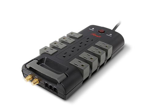 Rosewill Premium 4320 Joules Rotating Outlet Power Surge Protector w/ RJ11 and Coax Protection, Black