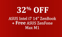 32% Off ASUS Intel i7 14 inch ZenBook + ASUS ZenFone Max M1