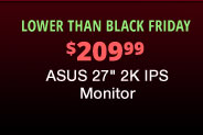 Lower than Black Friday $209.99 ASUS 27 inch 2K IPS Monitor