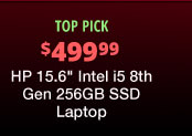 Top Pick $499.99 HP 15.6 inch Intel i5 8th Gen 256GB SSD Laptop