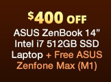 $400 Off ASUS ZenBook 14 inch Intel i7 512GB SSD Laptop + Free ASUS Zenfone Max (M1) 