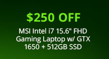 $250 Off MSI Intel i7 15.6 inch FHD Gaming Laptop w/ GTX 1650 + 512GB SSD