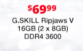 $69.99 G.SKILL Ripjaws V 16GB (2 x 8GB) DDR4 3600