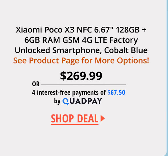 Xiaomi Poco X3 NFC 6.67" 128GB + 6GB RAM GSM 4G LTE Factory Unlocked Smartphone, Cobalt Blue