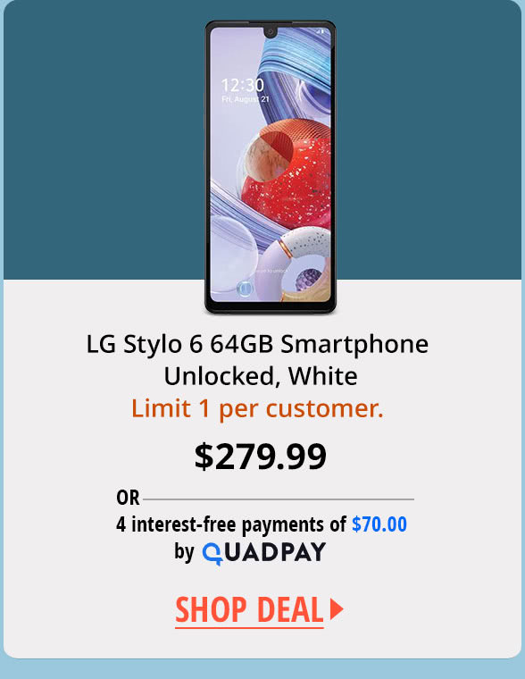 LG Stylo 6 64GB Smartphone Unlocked, White