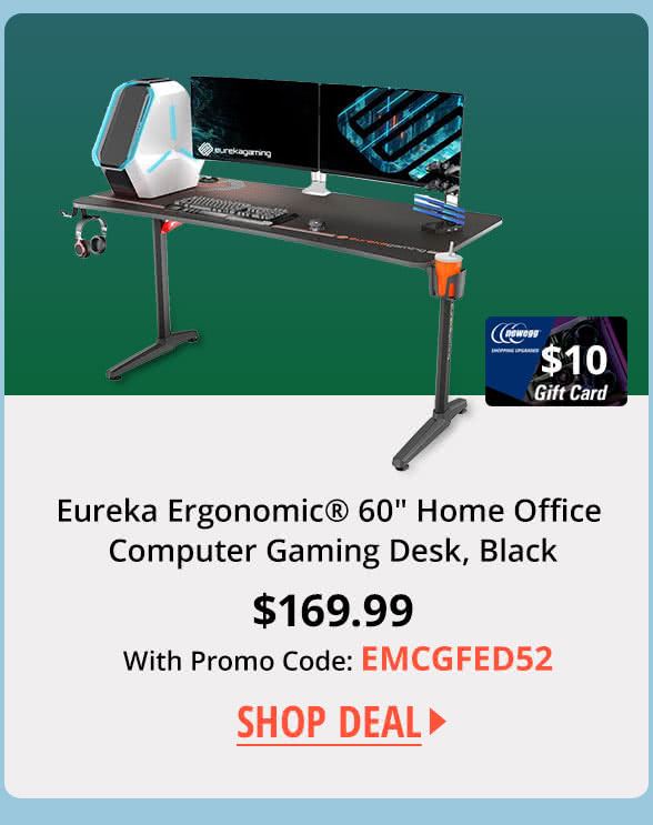 Eureka Ergonomic 60" Home Office Computer Gaming Desk, Black