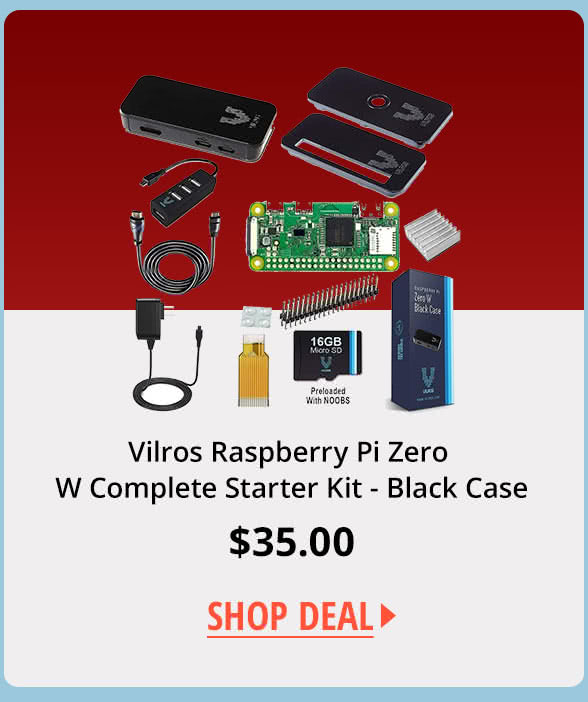 Vilros Raspberry Pi Zero W Complete Starter Kit - Black Case