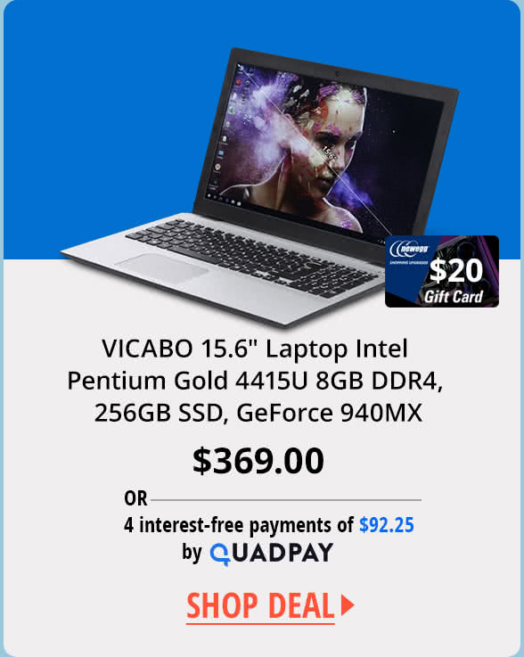 VICABO 15.6" Laptop Intel Pentium Gold 4415U 8GB DDR4, 256GB SSD, GeForce 940MX