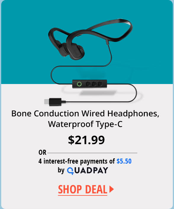 Bone Conduction Wired Headphones, Waterproof Type-C