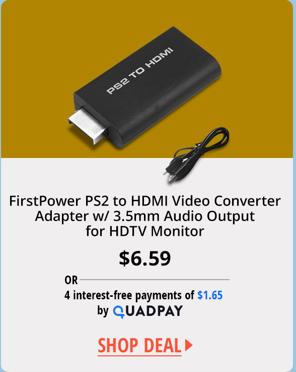 FirstPower PS2 to HDMI Video Converter Adapter w/ 3.5mm Audio Output for HDTV Monitor