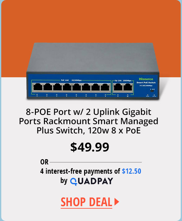 8-POE Port w/ 2 Uplink Gigabit Ports Rackmount Smart Managed Plus Switch, 120w 8 x PoE