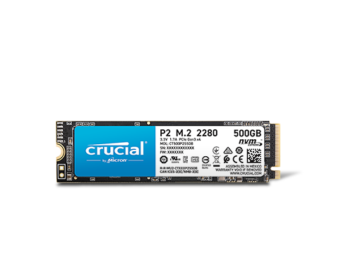 Crucial P2 500GB 3D NAND NVMe PCIe M.2 SSD Up to 2300 MB/s - CT500P2SSD8
