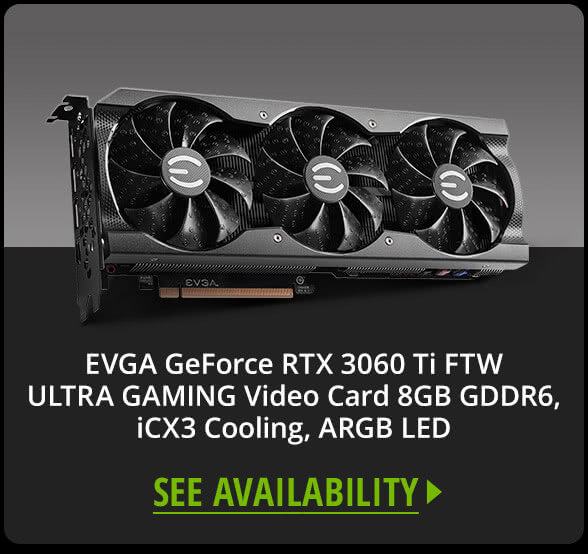 EVGA GeForce RTX 3060 Ti FTW ULTRA GAMING Video Card, 08G-P5-3667-KR, 8GB GDDR6, iCX3 Cooling, ARGB LED