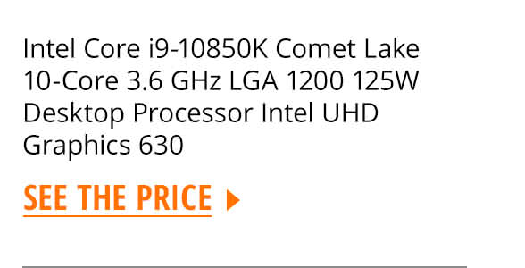 Intel Core i9-10850K Comet Lake 10-Core 3.6 GHz LGA 1200 125W Desktop Processor Intel UHD Graphics 630