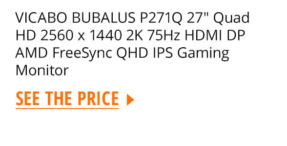 VICABO BUBALUS P271Q 27" Quad HD 2560 x 1440 2K 75Hz HDMI DP AMD FreeSync QHD IPS Gaming Monitor