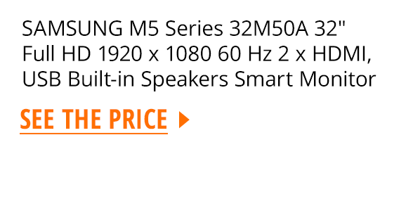 SAMSUNG M5 Series 32M50A 32" Full HD 1920 x 1080 60 Hz 2 x HDMI, USB Built-in Speakers Smart Monitor