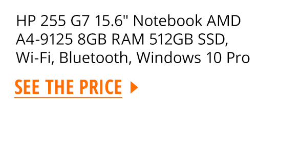 HP 255 G7 15.6" Notebook AMD A4-9125 8GB RAM 512GB SSD, Wi-Fi, Bluetooth, Windows 10 Pro