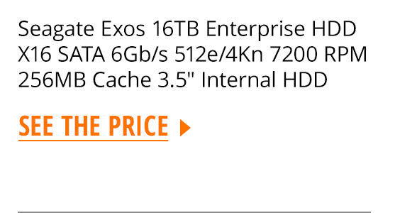 Seagate Exos 16TB Enterprise HDD X16 SATA 6Gb/s 512e/4Kn 7200 RPM 256MB Cache 3.5" Internal HDD